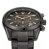 Maserati Attrazione Chronograph Black Dial Black Steel Strap Watch for Men - R8853151001