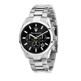 Maserati Attrazione Chronograph Black Dial Silver Steel Strap Watch for Men - R8853151010