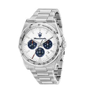 Maserati Velocità Chronograph White Dial Silver Steel Strap Watch for Men - R8873652007