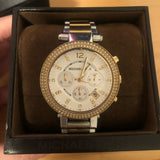 Michael Kors Alek Silver Dial Two Tone Steel Strap Watch for Men - MK9183