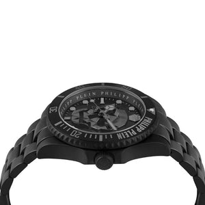 Philipp Plein The $kull Diver Black Dial Black Stainless Steel Strap Watch For Men- PWOAA0922