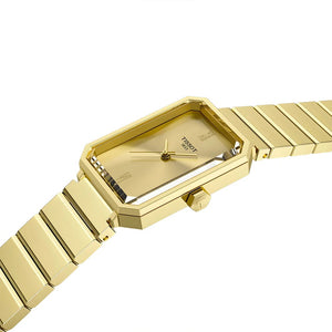 Tissot SRV Gold Dial Gold Stainless Steel Strap Watch for Women - T160.110.33.023.00