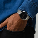 Lacoste Moon Blue Dial Silver Steel Strap Watch for Men - 2011024