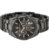 Maserati Attrazione Chronograph Black Dial Black Steel Strap Watch for Men - R8853151001