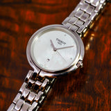 Tissot T-Lady Flamingo Diamonds Mother of Pearl Dial SIlver Steel Strap Watch for Women - T094.210.11.116.02