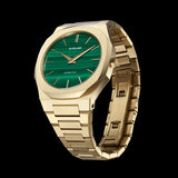 D1 Milano Ultra Thin Malachite Green Dial Gold Steel Strap Watch for Men - D1-UTBJ30