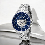 Maserati SFIDA Skeleton Automatic Blue Dial Silver Steel Strap Watch for Men - R8823140011