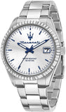 Maserati Competizione Silver Dial Silver Steel Strap Watch for Men - R8853100045