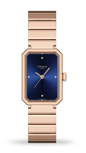 Tissot SRV Blue Dial Rose Gold Stainless Strap Watch for Women - T160.110.33.046.00