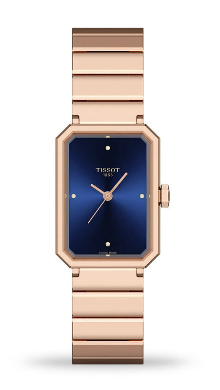 Tissot SRV Blue Dial Rose Gold Stainless Strap Watch for Women - T160.110.33.046.00