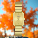 Tissot SRV Gold Dial Gold Stainless Steel Strap Watch for Women - T160.110.33.023.00