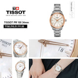 Tissot PR 100 White Dial Silver Steel Strap Watch for Women  - T150.210.21.111.00