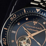Maserati SFIDA Special Edition Automatic Blue Dial Silver Steel Strap Watch for Men - R8823140013