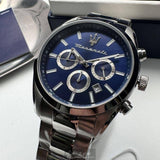 Maserati Attrazione Chronograph Blue Dial Silver Steel Strap Watch for Men - R8853151005