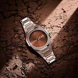 D1 Milano Ultra Thin Brown Dial Brown Steel Strap Watch for Women - D1-UTBL38