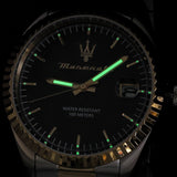 Maserati Competizione Black Dial Two Tone Steel Strap Watch for Men - R8853100042