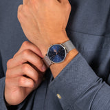 Lacoste Moon Blue Dial Silver Steel Strap Watch for Men - 2011024