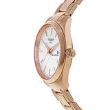 Tissot PR 100 White Dial Rose Gold Steel Strap Watch for Women - T150.210.33.111.00