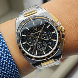 Maserati Velocità Chronograph Black Dial Two Tone Steel Strap Watch for Men - R8873652003