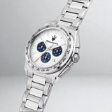 Maserati Velocità Chronograph White Dial Silver Steel Strap Watch for Men - R8873652007