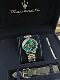 Maserati Sorpasso Chronograph Green Dial Silver Steel Strap Watch for Men - R8873624002