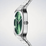D1 Milano Square Eden Green Dial Silver Steel Strap Watch for Men - D1-SQBJ06