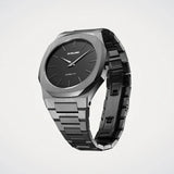 D1 Milano Ultra Thin Black Dial Gray Steel Strap Watch for Men - D1-UTBJ15