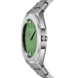 D1 Milano Ultra Thin Moss Green Dial Silver Steel Strap Watch for Men - D1-UTBJ06