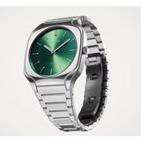 D1 Milano Square Eden Green Dial Silver Steel Strap Watch for Men - D1-SQBJ06