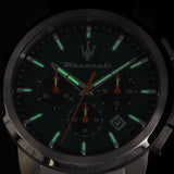 Maserati Successo Chronograph Green Dial Silver Steel Strap Watch for Men - R8873621043