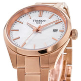 Tissot PR 100 White Dial Rose Gold Steel Strap Watch for Women - T150.210.33.111.00