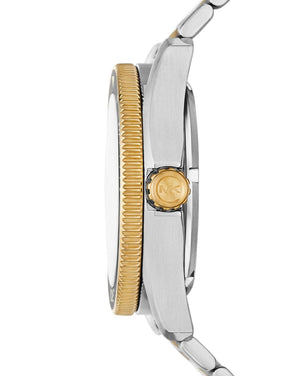 Michael Kors Alek Silver Dial Two Tone Steel Strap Watch for Men - MK9183