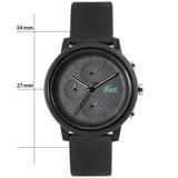 Lacoste 12.12 Black Dial Black Silicon Strap Watch for Men - 2011243