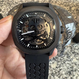 Philipp Plein Skeleton Spectre Black Dial Black Silicone Strap Watch for Men - PWRAA0923