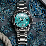Citizen Mechanical Automatic Turquoise Dial Silver Steel Strap Watch for Men - NJ0170-83X