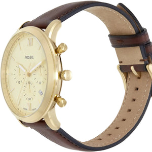 Fossil Neutra Gold Dial Brown Leather Strap Watch for Men- FS6113