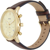 Fossil Neutra Gold Dial Brown Leather Strap Watch for Men- FS6113