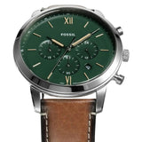 Fossil Neutra Green Dial Brown Leather Strap Watch for Men - FS5963
