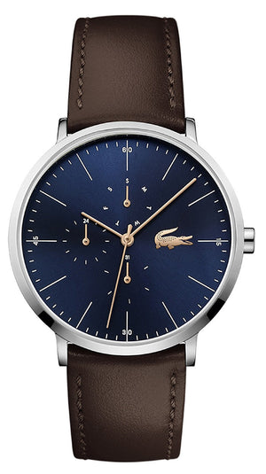 Lacoste Moon Blue Dial Brown Leather Strap Watch for Men - 2010976
