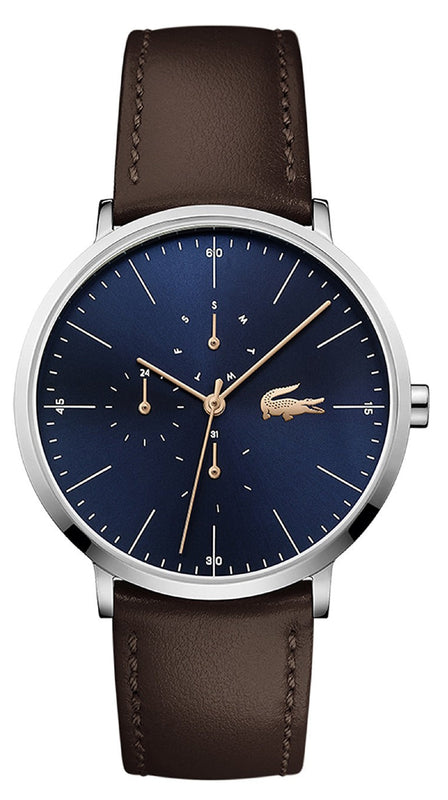 Lacoste Moon Blue Dial Brown Leather Strap Watch for Men - 2010976