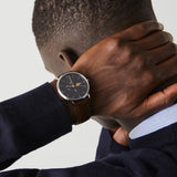 Lacoste Moon Blue Dial Brown Leather Strap Watch for Men - 2010976