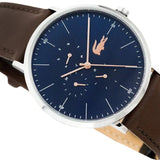 Lacoste Moon Blue Dial Brown Leather Strap Watch for Men - 2010976