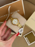 Michael Kors Laney Silver Dial Gold Steel Strap Watch for Women - MKO1083