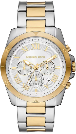 Michael Kors Alek Silver Dial Two Tone Steel Strap Watch for Men - MK9183