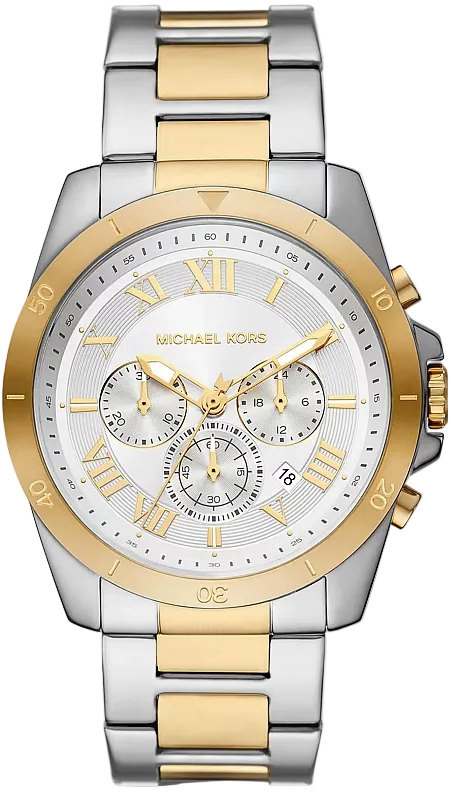Michael Kors Alek Silver Dial Two Tone Steel Strap Watch for Men - MK9183