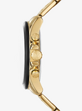 Michael Kors Alek Black Dial Gold Steel Strap Watch for Men - MK9184