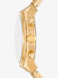 Michael Kors Panorama Black Dial Gold Steel Strap Watch for Men - MK9195