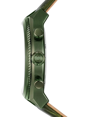 Michael Kors Panorama Green Dial Green Leather Strap Watch for Men - MK9199