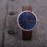 Lacoste Moon Blue Dial Brown Leather Strap Watch for Men - 2010976