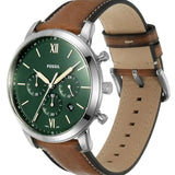 Fossil Neutra Green Dial Brown Leather Strap Watch for Men - FS5963